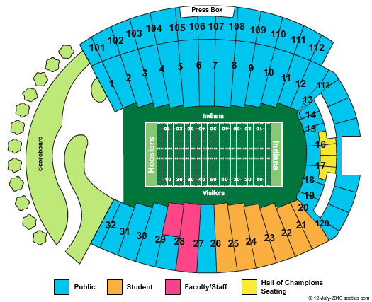 Indiana Hoosiers vs. Michigan Wolverines Tickets 2010-10-02 Bloomington, IN, Memorial Stadium - IN